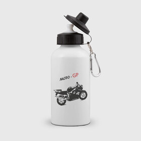 Бутылка спортивная с принтом Moto-GP в Тюмени, металл | емкость — 500 мл, в комплекте две пластиковые крышки и карабин для крепления | moto gp | motokross | x fighters | мото | мотокросс | х файтерс | экстрим