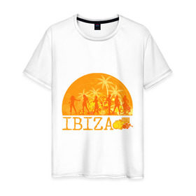 Мужская футболка хлопок с принтом Ibiza (8) в Тюмени, 100% хлопок | прямой крой, круглый вырез горловины, длина до линии бедер, слегка спущенное плечо. | Тематика изображения на принте: ibiza | ибица | люди | силуэты | фестиваль | электронная музыка