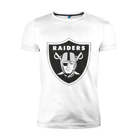 Мужская футболка премиум с принтом Raiders в Тюмени, 92% хлопок, 8% лайкра | приталенный силуэт, круглый вырез ворота, длина до линии бедра, короткий рукав | raiders | значок | пираты | рейдеры | эмблема