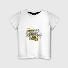 Детская футболка хлопок с принтом Save the planet (4) в Тюмени, 100% хлопок | круглый вырез горловины, полуприлегающий силуэт, длина до линии бедер | save the planet | деревья | спаси планету