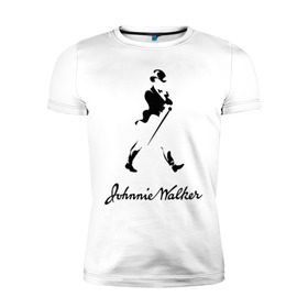 Мужская футболка премиум с принтом Johnnie Walker (2) в Тюмени, 92% хлопок, 8% лайкра | приталенный силуэт, круглый вырез ворота, длина до линии бедра, короткий рукав | johnnie walker | бар | бармен | виски | джонни уокер