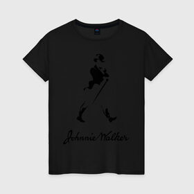 Женская футболка хлопок с принтом Johnnie Walker (2) в Тюмени, 100% хлопок | прямой крой, круглый вырез горловины, длина до линии бедер, слегка спущенное плечо | johnnie walker | бар | бармен | виски | джонни уокер