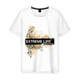 Мужская футболка хлопок с принтом Extreme life ( trance music ) в Тюмени, 100% хлопок | прямой крой, круглый вырез горловины, длина до линии бедер, слегка спущенное плечо. | club | extreme | life | music | trance | клуб | музыка | музыкальные стили | транс