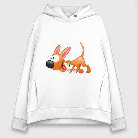 Женское худи Oversize хлопок с принтом Cartoon dog (2) в Тюмени, френч-терри — 70% хлопок, 30% полиэстер. Мягкий теплый начес внутри —100% хлопок | боковые карманы, эластичные манжеты и нижняя кромка, капюшон на магнитной кнопке | мультяшный | песик | собака