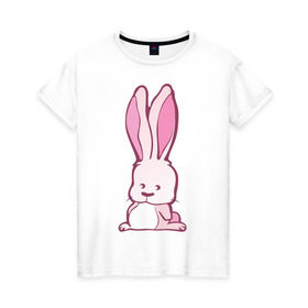 Женская футболка хлопок с принтом Sweet rabbit в Тюмени, 100% хлопок | прямой крой, круглый вырез горловины, длина до линии бедер, слегка спущенное плечо | Тематика изображения на принте: 