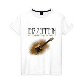 Женская футболка хлопок с принтом Led Zeppelin (2) в Тюмени, 100% хлопок | прямой крой, круглый вырез горловины, длина до линии бедер, слегка спущенное плечо | heavy metal | led zepelin | metal | rock | trash metal | квартет | лед | метал | рок | рок группа | рок группы | трэш метал | хеви метал | цеппелин