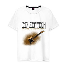 Мужская футболка хлопок с принтом Led Zeppelin (2) в Тюмени, 100% хлопок | прямой крой, круглый вырез горловины, длина до линии бедер, слегка спущенное плечо. | Тематика изображения на принте: heavy metal | led zepelin | metal | rock | trash metal | квартет | лед | метал | рок | рок группа | рок группы | трэш метал | хеви метал | цеппелин