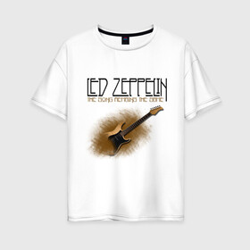 Женская футболка хлопок Oversize с принтом Led Zeppelin (2) в Тюмени, 100% хлопок | свободный крой, круглый ворот, спущенный рукав, длина до линии бедер
 | heavy metal | led zepelin | metal | rock | trash metal | квартет | лед | метал | рок | рок группа | рок группы | трэш метал | хеви метал | цеппелин