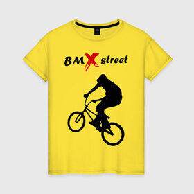 Женская футболка хлопок с принтом BMX street (2) в Тюмени, 100% хлопок | прямой крой, круглый вырез горловины, длина до линии бедер, слегка спущенное плечо | bmx | extreme | street | бмх | велик | велосипед | улица | уличная культура | экстрим