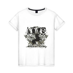 Женская футболка хлопок с принтом Love (13) в Тюмени, 100% хлопок | прямой крой, круглый вырез горловины, длина до линии бедер, слегка спущенное плечо | 8 марта | love | девушкам | лав | лошадка | лошадь | любовь | узоры