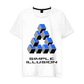 Мужская футболка хлопок с принтом Simple illusion в Тюмени, 100% хлопок | прямой крой, круглый вырез горловины, длина до линии бедер, слегка спущенное плечо. | simple illusion | обман зрения | оптический обман | оптический эффект | простая иллюзия
