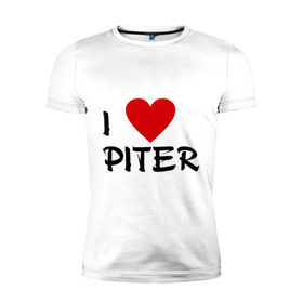 Мужская футболка премиум с принтом Я люблю Питер! в Тюмени, 92% хлопок, 8% лайкра | приталенный силуэт, круглый вырез ворота, длина до линии бедра, короткий рукав | piter | город | города | место жительства | петербург | питер | санкт | сенкт петербург | я люблю