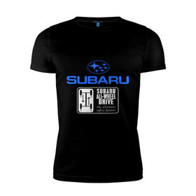 Мужская футболка премиум с принтом Subaru (2) в Тюмени, 92% хлопок, 8% лайкра | приталенный силуэт, круглый вырез ворота, длина до линии бедра, короткий рукав | auto | subaru | авто | автобренды | автогонки | автомобиль | субарик | субару | тачки