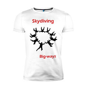 Мужская футболка премиум с принтом Skydiving в Тюмени, 92% хлопок, 8% лайкра | приталенный силуэт, круглый вырез ворота, длина до линии бедра, короткий рукав | Тематика изображения на принте: sky | skydiving | небо | парашют | парашютизм | скай | скайдайвинг