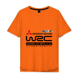 Мужская футболка хлопок Oversize с принтом Mitsubishi wrc в Тюмени, 100% хлопок | свободный крой, круглый ворот, “спинка” длиннее передней части | Тематика изображения на принте: championship | mitsubishi | mitsubishi motors | mitsubishi wrc | rally | world rally | wrc | авто2012