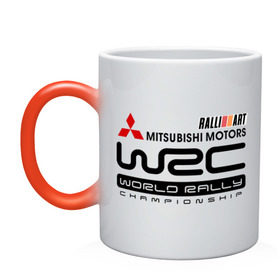 Кружка хамелеон с принтом Mitsubishi wrc в Тюмени, керамика | меняет цвет при нагревании, емкость 330 мл | championship | mitsubishi | mitsubishi motors | mitsubishi wrc | rally | world rally | wrc | авто2012