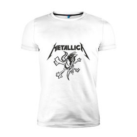 Мужская футболка премиум с принтом Metallica (8) в Тюмени, 92% хлопок, 8% лайкра | приталенный силуэт, круглый вырез ворота, длина до линии бедра, короткий рукав | металлика