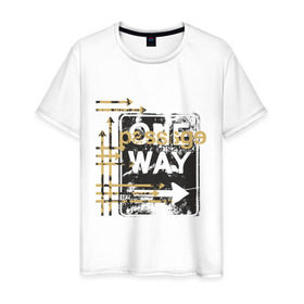 Мужская футболка хлопок с принтом One Way (2) в Тюмени, 100% хлопок | прямой крой, круглый вырез горловины, длина до линии бедер, слегка спущенное плечо. | urban style | городской стиль | графика | дорожные знаки | односторонее движение | уличная мода | уличный стиль | урбан стайл