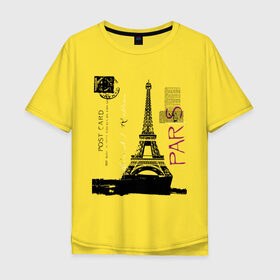 Мужская футболка хлопок Oversize с принтом Paris в Тюмени, 100% хлопок | свободный крой, круглый ворот, “спинка” длиннее передней части | france | paris | париж | парижанка | франция | французский | эйфелева башня