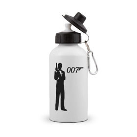 Бутылка спортивная с принтом 007 в Тюмени, металл | емкость — 500 мл, в комплекте две пластиковые крышки и карабин для крепления | Тематика изображения на принте: james bond | агент 007 | бонд | джеймс бонд