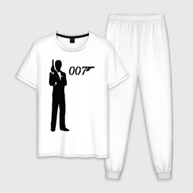 Мужская пижама хлопок с принтом 007 в Тюмени, 100% хлопок | брюки и футболка прямого кроя, без карманов, на брюках мягкая резинка на поясе и по низу штанин
 | james bond | агент 007 | бонд | джеймс бонд