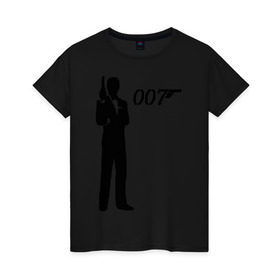 Женская футболка хлопок с принтом 007 в Тюмени, 100% хлопок | прямой крой, круглый вырез горловины, длина до линии бедер, слегка спущенное плечо | james bond | агент 007 | бонд | джеймс бонд