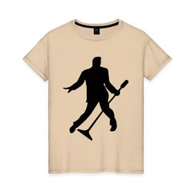 Женская футболка хлопок с принтом Elvis Presley в Тюмени, 100% хлопок | прямой крой, круглый вырез горловины, длина до линии бедер, слегка спущенное плечо | 