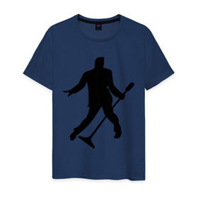 Мужская футболка хлопок с принтом Elvis Presley в Тюмени, 100% хлопок | прямой крой, круглый вырез горловины, длина до линии бедер, слегка спущенное плечо. | Тематика изображения на принте: 