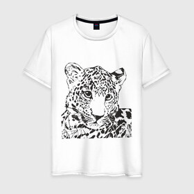 Мужская футболка хлопок с принтом Гепардик в Тюмени, 100% хлопок | прямой крой, круглый вырез горловины, длина до линии бедер, слегка спущенное плечо. | гепард | животные | кошачьи | леопард | хищники