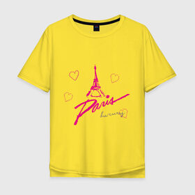 Мужская футболка хлопок Oversize с принтом Париж в Тюмени, 100% хлопок | свободный крой, круглый ворот, “спинка” длиннее передней части | france | paris | европа | европейский | франция | эйфелева башня