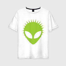 Женская футболка хлопок Oversize с принтом Гуманоид в Тюмени, 100% хлопок | свободный крой, круглый ворот, спущенный рукав, длина до линии бедер
 | гуманоид | инопланетянин | летающая тарелка | нло | пришелец | пришельцы