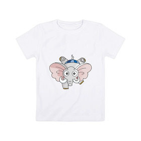 Детская футболка хлопок с принтом Слон (3) в Тюмени, 100% хлопок | круглый вырез горловины, полуприлегающий силуэт, длина до линии бедер | 