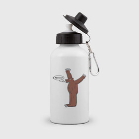 Бутылка спортивная с принтом Превед в Тюмени, металл | емкость — 500 мл, в комплекте две пластиковые крышки и карабин для крепления | медвед | превед | упячка