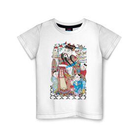 Детская футболка хлопок с принтом Китайские мотивы в Тюмени, 100% хлопок | круглый вырез горловины, полуприлегающий силуэт, длина до линии бедер | Тематика изображения на принте: древний китай | картина | китай | китайская семья | китайские мотивы