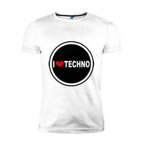 Мужская футболка премиум с принтом I love techno (2) в Тюмени, 92% хлопок, 8% лайкра | приталенный силуэт, круглый вырез ворота, длина до линии бедра, короткий рукав | Тематика изображения на принте: 