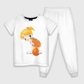 Детская пижама хлопок с принтом Баскетболистка в Тюмени, 100% хлопок |  брюки и футболка прямого кроя, без карманов, на брюках мягкая резинка на поясе и по низу штанин
 | Тематика изображения на принте: баскетбольный мяч | девочка баскетболистка