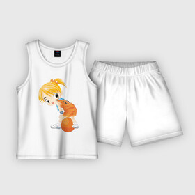 Детская пижама с шортами хлопок с принтом Баскетболистка в Тюмени,  |  | баскетбольный мяч | девочка баскетболистка