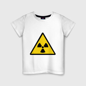 Детская футболка хлопок с принтом Эмблема (5) в Тюмени, 100% хлопок | круглый вырез горловины, полуприлегающий силуэт, длина до линии бедер | radiation | знак | знак радиации | предупреждение | радиация | эмблема