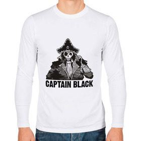 Мужской лонгслив хлопок с принтом Captain Black в Тюмени, 100% хлопок |  | Тематика изображения на принте: пират | скелет