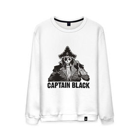 Мужской свитшот хлопок с принтом Captain Black в Тюмени, 100% хлопок |  | Тематика изображения на принте: пират | скелет