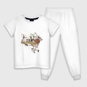 Детская пижама хлопок с принтом Баскетбол (3) в Тюмени, 100% хлопок |  брюки и футболка прямого кроя, без карманов, на брюках мягкая резинка на поясе и по низу штанин
 | basketball | баскетболист