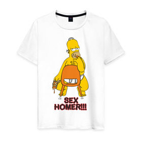 Мужская футболка хлопок с принтом Simpsons (2) в Тюмени, 100% хлопок | прямой крой, круглый вырез горловины, длина до линии бедер, слегка спущенное плечо. | гомер