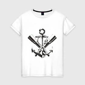 Женская футболка хлопок с принтом Pirats (2) в Тюмени, 100% хлопок | прямой крой, круглый вырез горловины, длина до линии бедер, слегка спущенное плечо | пират