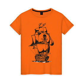 Женская футболка хлопок с принтом Pirats (4) в Тюмени, 100% хлопок | прямой крой, круглый вырез горловины, длина до линии бедер, слегка спущенное плечо | пират