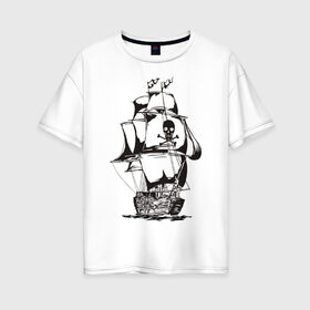 Женская футболка хлопок Oversize с принтом Pirats (4) в Тюмени, 100% хлопок | свободный крой, круглый ворот, спущенный рукав, длина до линии бедер
 | пират