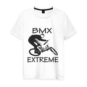 Мужская футболка хлопок с принтом Bmx extreme в Тюмени, 100% хлопок | прямой крой, круглый вырез горловины, длина до линии бедер, слегка спущенное плечо. | 