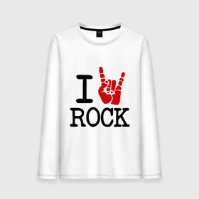 Мужской лонгслив хлопок с принтом Люблю рок в Тюмени, 100% хлопок |  | Тематика изображения на принте: i love | i love rock | rock | музыка | рок | я люблю