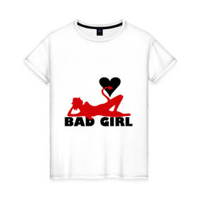 Женская футболка хлопок с принтом Bad girl with heart в Тюмени, 100% хлопок | прямой крой, круглый вырез горловины, длина до линии бедер, слегка спущенное плечо | Тематика изображения на принте: 