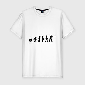 Мужская футболка премиум с принтом Hunter evolution в Тюмени, 92% хлопок, 8% лайкра | приталенный силуэт, круглый вырез ворота, длина до линии бедра, короткий рукав | Тематика изображения на принте: 
