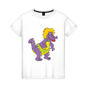 Женская футболка хлопок с принтом Динозаврик в Тюмени, 100% хлопок | прямой крой, круглый вырез горловины, длина до линии бедер, слегка спущенное плечо | динозавр | динозаврик | дракон. дракончик